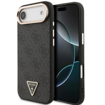 Guess PU Leather 4G Triangle Logo Gold Frame Apple iPhone Air (2025) MagSafe hátlap tok, fekete kép