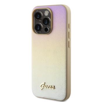 Guess PU Leather Iridescent Metal Script iPhone 15 Pro Max tok, arany kép