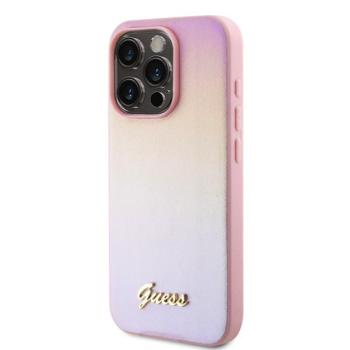 Guess PU Leather Iridescent Metal Script iPhone 15 Pro Max tok, rózsaszín kép