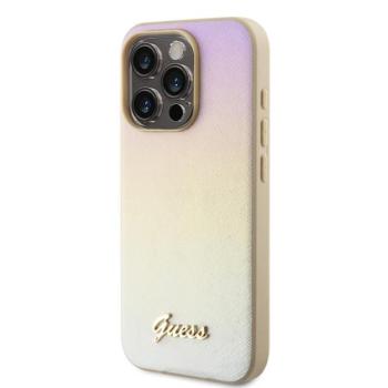 Guess PU Leather Iridescent Metal Script iPhone 15 Pro tok, arany kép