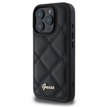 GUESS PU LEATHER QUILTED szilikon telefonvédő (ütésállóság, bőr hatású hátlap, rombusz) FEKETE Apple iPhone 16 Pro Max kép