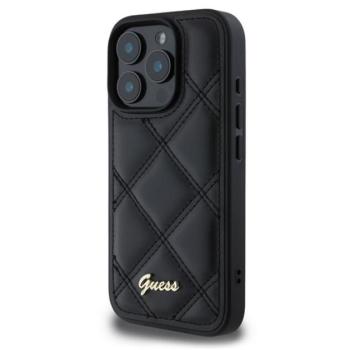 GUESS PU LEATHER QUILTED szilikon telefonvédő (ütésállóság, bőr hatású hátlap, rombusz) FEKETE Apple iPhone 16 Pro kép
