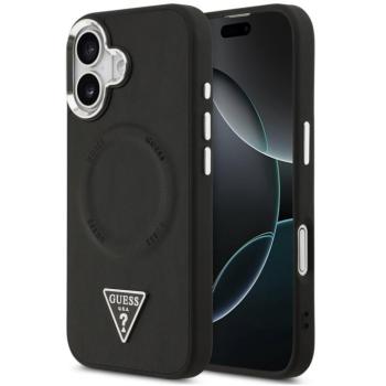 Guess PU Leather Triangle Logo Apple iPhone 17 MagSafe hátlap tok, fekete kép