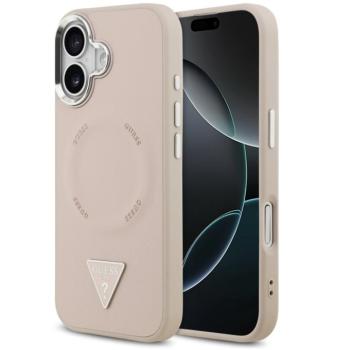 Guess PU Leather Triangle Logo Apple iPhone 17 MagSafe hátlap tok, rózsaszín kép