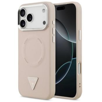 Guess PU Leather Triangle Logo Apple iPhone 17 Pro MagSafe hátlap tok, rózsaszín kép