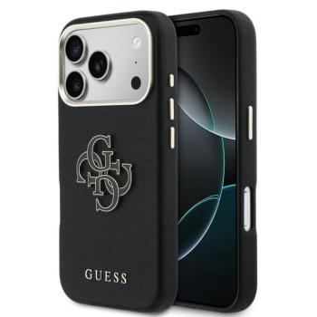 Guess PU Resin Logo Apple iPhone 17 Pro tok kameravédő peremmel, fekete-arany kép