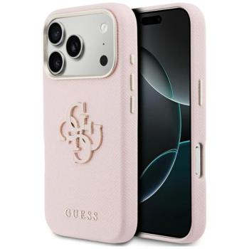 Guess PU Resin Logo Apple iPhone 17 Pro tok kameravédő peremmel, rózsaszín-arany kép
