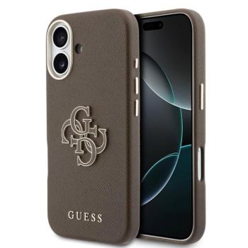 Guess PU Resin Logo Apple iPhone 17 tok kameravédő peremmel, barna-arany kép