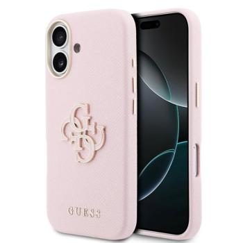 Guess PU Resin Logo Apple iPhone 17 tok kameravédő peremmel, rózsaszín-arany kép