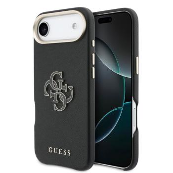 Guess PU Resin Logo Apple iPhone Air (2025) tok kameravédő peremmel, fekete-arany kép