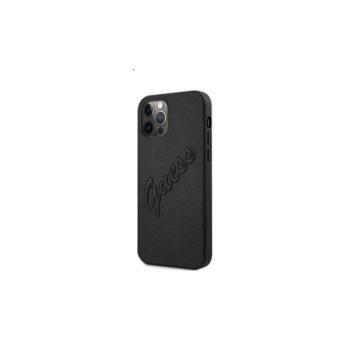 Guess PU Saffiano Vintage Script Apple iPhone 12 Pro Max hátlap tok, fekete kép