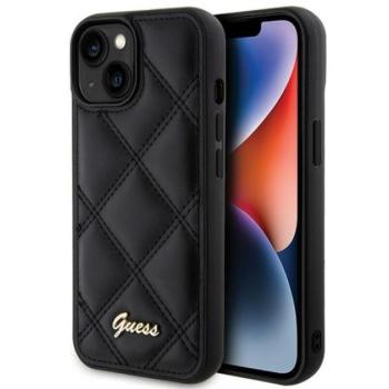 Guess Quilted Metal Logo Apple iPhone 15 hátlap tok, fekete kép