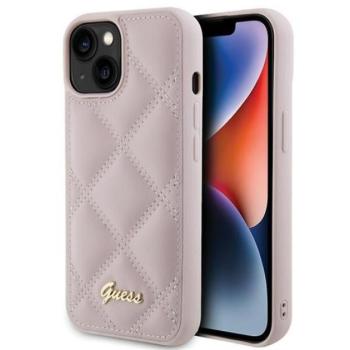 Guess Quilted Metal Logo Apple iPhone 15 hátlap tok, rózsaszín kép