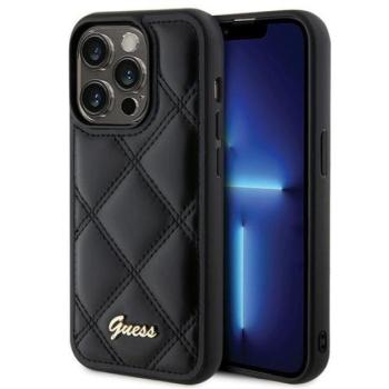 Guess Quilted Metal Logo Apple iPhone 15 Pro hátlap tok, fekete kép