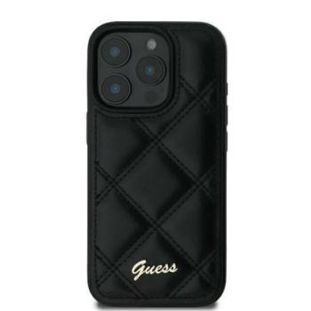 Guess Quilted Metal Logo iPhone 16 Plus kemény hátlap tok, fekete GUHCP16MPSQSQSK kép