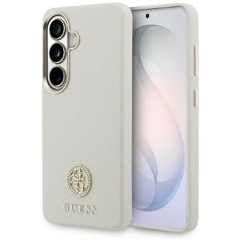 Guess Rhinestone Round Logo Samsung Galaxy S26 mágneses tok, MagSafe, bézs kép