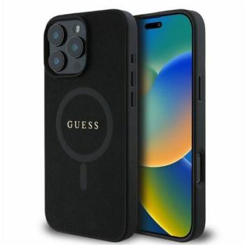 Guess Saffiano Classic Logo Apple iPhone 16 Pro Magsafe kompatibilis hátlap tok, fekete/barna GUHMP16LPSAHMCK kép