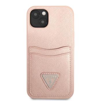 Guess Saffiano Double Card Apple iPhone 13 mini bőr hátlap tok, rózsaszín kép