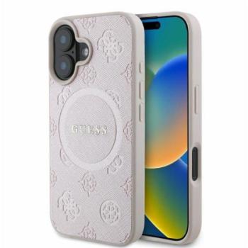 Guess Saffiano Peony Classic Logo Apple iPhone 16 hátlap tok, rózsaszín GUHMP16SPSAPSMEP kép