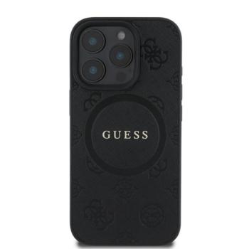 Guess Saffiano Peony Classic Logo Apple iPhone 16 Pro hátlap tok, fekete/barna GUHMP16LPSAPSMEK kép