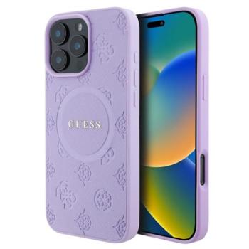 GUESS SAFFIANO PEONY CLASSIC LOGO szilikon telefonvédő (ütésállóság, bőr hatású hátlap, MagSafe) LILA Apple iPhone 16 Pro kép