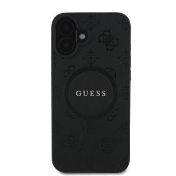 Guess Saffiano Peony Stamp Apple iPhone 16 Magsafe kompatibilis hátlap tok, fekete kép