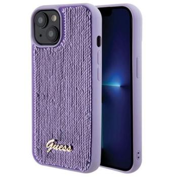 Guess Sequin Script Metal Apple iPhone 15 hátlap tok, lila kép
