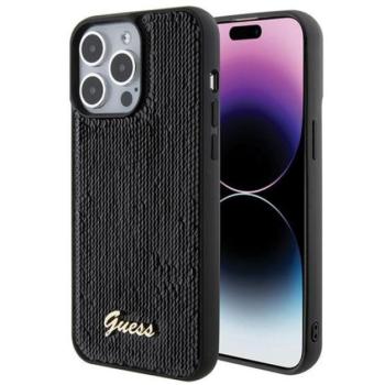 Guess Sequin Script Metal Apple iPhone 15 Pro Max hátlap tok, fekete kép