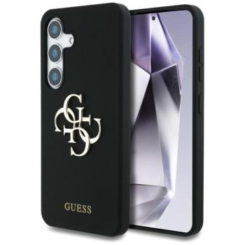 Guess Silicone Big 4G Logo Bottom Script Samsung Galaxy S25 hátlap tok, fekete kép