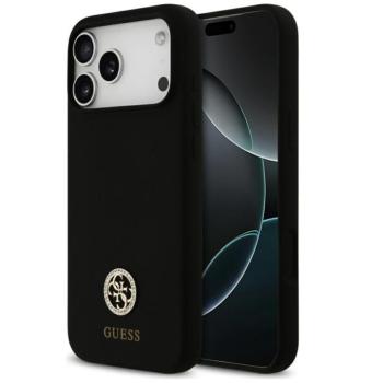 Guess Silicone Logo Strass 4G Apple iPhone 17 Pro Max MagSafe hátlap tok, fekete kép