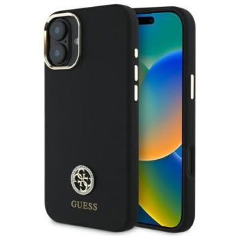 Guess Silicone Logo Strass 4G iPhone 16 hátlap tok, fekete GUHCP16SM4DGPK kép