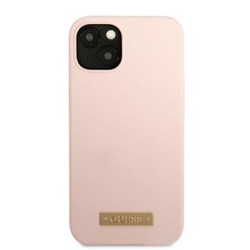Guess Silicone Metal Logo MagSafe Apple iPhone 13 hátlap tok, rózsaszín kép