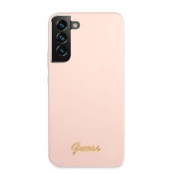 Guess Silicone Metal Logo Samsung Galaxy S22+ hátlap tok, rózsaszín kép