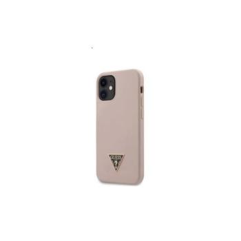 Guess Silicone Metal Triangle Apple iPhone 12 mini hátlap tok, világos rózsaszín kép