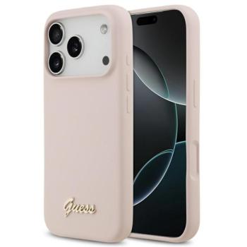 Guess Silicone Script Metal Logo Apple iPhone 17 Pro MagSafe tok, rózsaszín kép