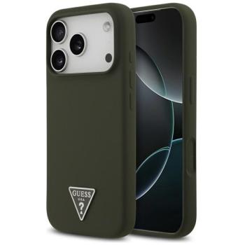 Guess Silicone Triangle Logo Apple iPhone 17 Pro MagSafe hátlap tok, zöld (khaki) kép