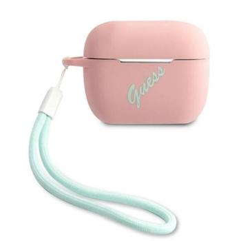 Guess Silicone Vintage Apple AirPods Pro tok, rózsaszín tok, zöld kép