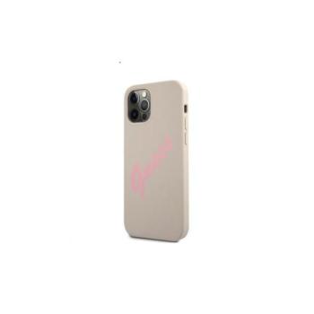 Guess Silicone Vintage Pink Script Apple iPhone 12 Pro Max hátlap tok, szürke kép