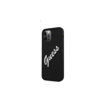 Guess Silicone Vintage White Script Apple iPhone 12 Pro Max hátlap tok, fekete kép