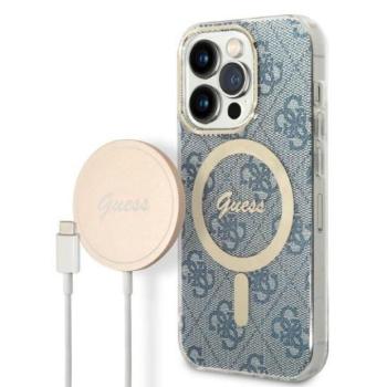 Guess tok+ töltő iPhone 14 Pro Max 6,7&quot; kék 4G Print MagSafe keménytok kép
