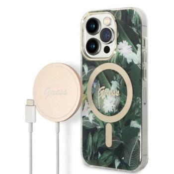 Guess tok+ töltő iPhone 14 Pro Max 6,7&quot; zöld Dzsungel MagSafe keménytok kép