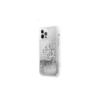 Guess TPU Big 4G Liquid Glitter Silver Apple iPhone 12 Pro Max hátlap tok, átlátszó kép