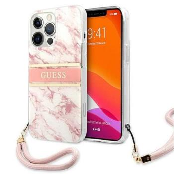 Guess TPU Marble Stripe Apple iPhone 13 Pro hátlap tok, rózsaszín kép