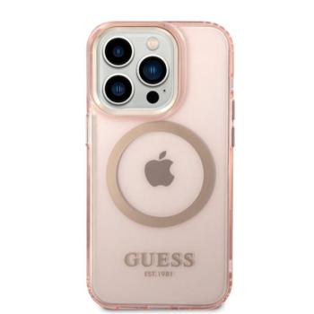 Guess Translucent MagSafe Apple iPhone 14 Pro hátlap tok, rózsaszín kép
