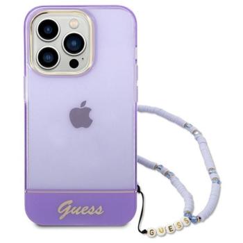 Guess Translucent Pearl Strap Apple iPhone 14 Pro Max hátlap tok, lila kép