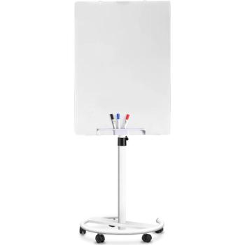 Gurulós mágneses flipchart tábla, üveg, 70 x 100 cm, fehér kép