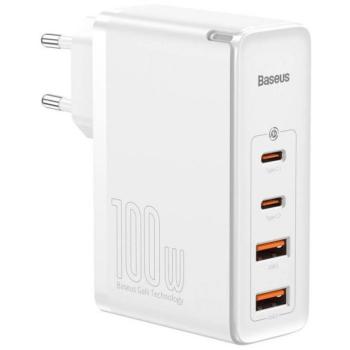 Hálózati töltő adapter, 100W, 2 x USB aljzat, 2 x USB Type-C aljzat, gyorstöltés, PD, GaN2, Baseus GaN2 Pro, fehér kép