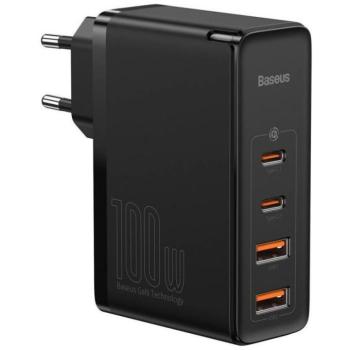 Hálózati töltő adapter, 100W, 2 x USB aljzat, 2 x USB Type-C aljzat, gyorstöltés, PD, GaN2, Baseus GaN2 Pro, fekete kép