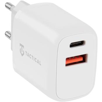 Hálózati töltő adapter, 20W, USB aljzat, USB Type-C aljzat, gyorstöltés, PD, QC 3.0, Tactical Base Plug Dual, fehér kép