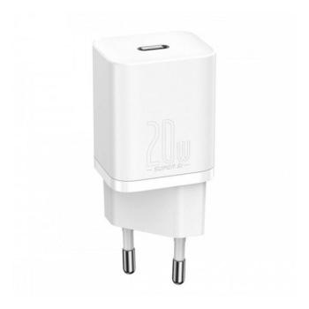 Hálózati töltő adapter, 20W, USB Type-C aljzat, gyorstöltés, PD, Baseus Si, fehér kép